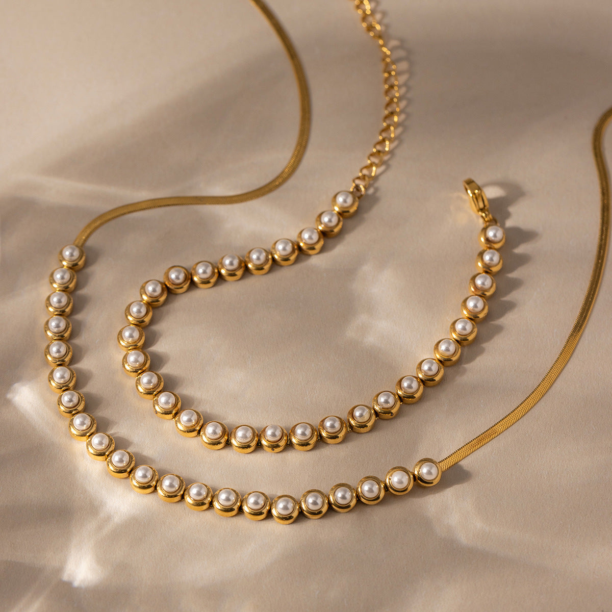 B廠 鈦鋼鍍18K金｜ 珍珠手鍊 批發 折扣@洽客服 26.01.W2「JDB0310020,JDN0310016」