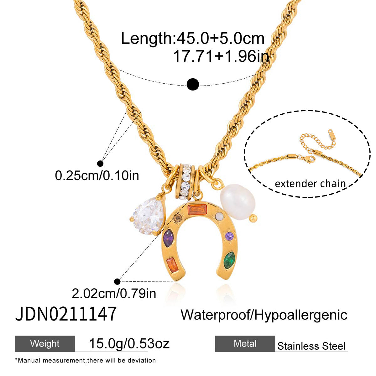 B廠 鈦鋼鍍18K金｜歐美馬蹄吊墜項鍊 批發 折扣@洽客服 26.01.W4「JDN0211147,JDN0111009」