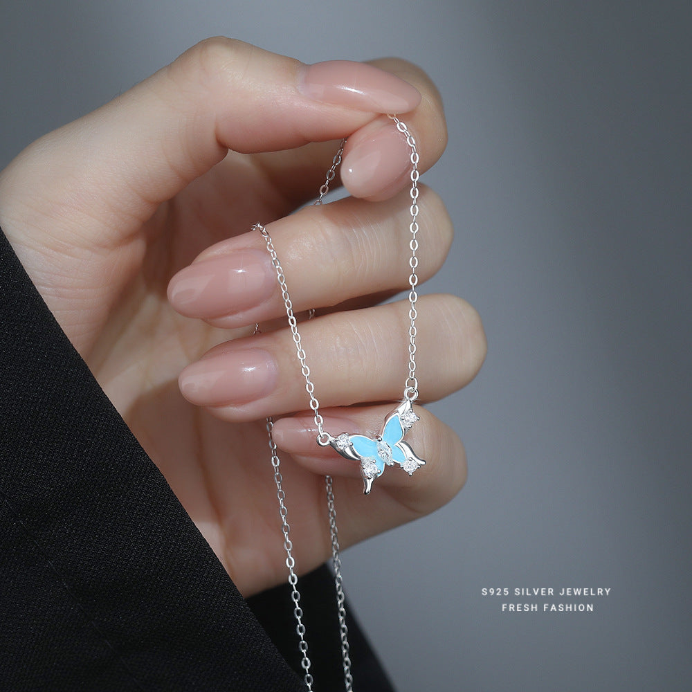 C廠 韓國韓版個性夜光蝴蝶吊墜S925純銀項鍊 批發 折扣@洽客服 25.10.W5「A4473」
