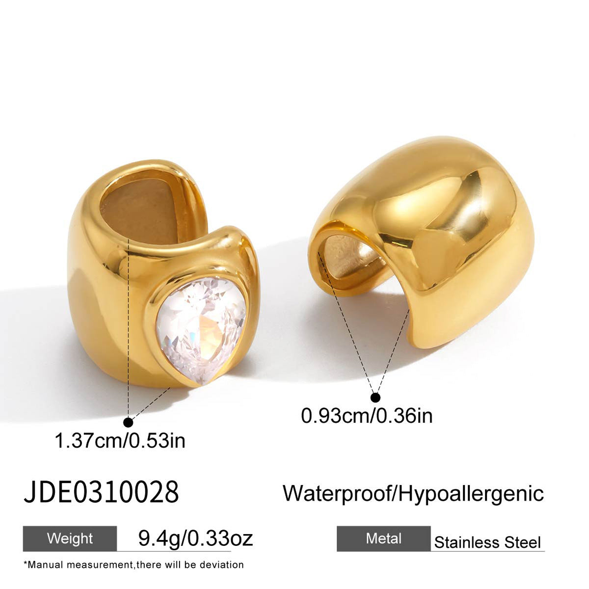 B廠 歐美款 水滴形鋯石鈦鋼鍍18K金耳環 批發 折扣@洽客服 26.03.W1「JDE0310028」