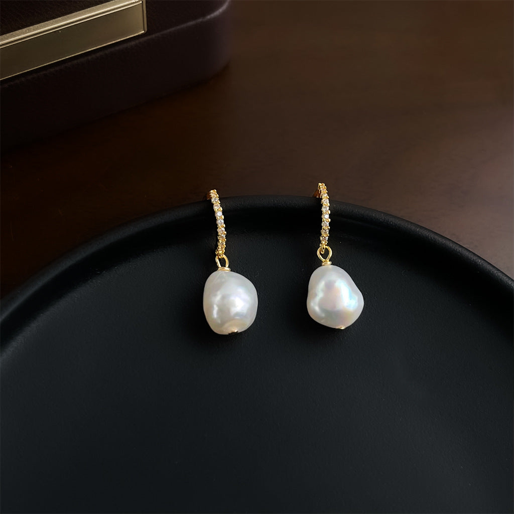 A廠 日韓巴洛克天然淡水珍珠銀針耳環 批發 折扣@洽客服 25.12.W3「1486」