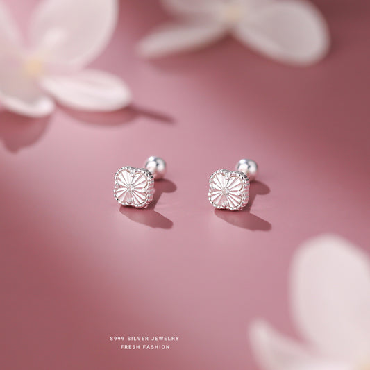 C廠 韓國韓版車花四葉草S999純銀耳環 批發 折扣@洽客服 25.11.26「F6651」