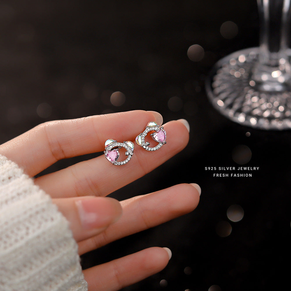 C廠 韓國韓版幻彩愛心小熊S925純銀耳環 批發 折扣@洽客服 25.10.W3「YE0156」