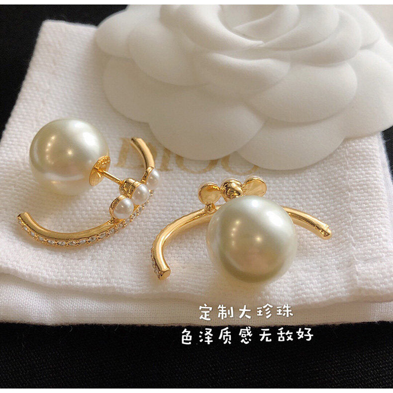 A2廠 韓國韓版鑲鑽弧形珍珠銀針耳環 批發 折扣@洽客服 26.03.W1「HE9936-1」