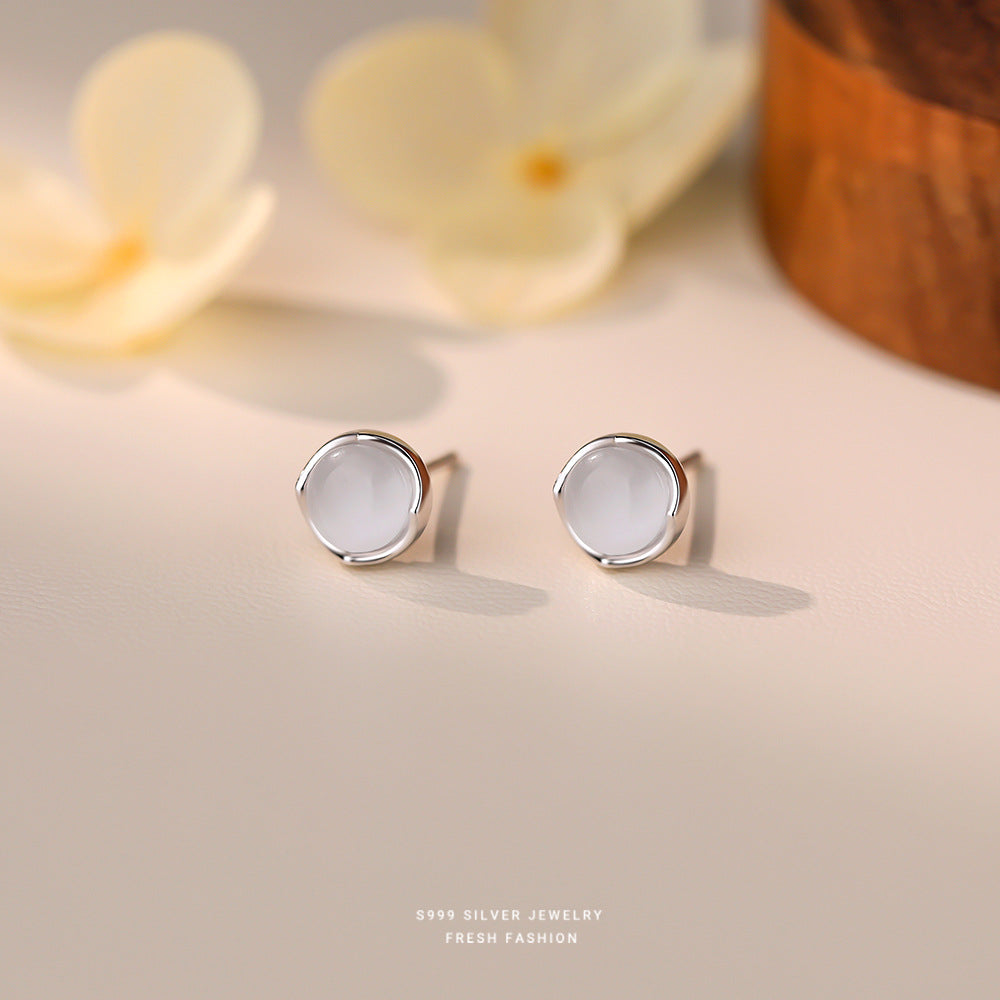 C廠 韓國韓版白貓眼石S999純銀耳環 批發 折扣@洽客服 24.11.W2「E5619」