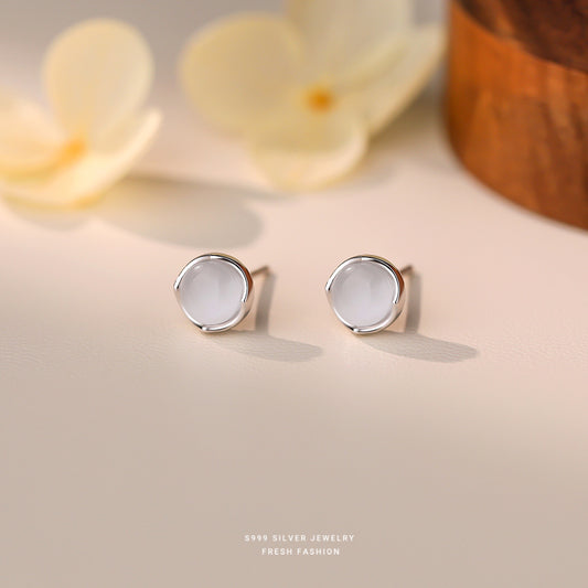 C廠 韓國韓版白貓眼石S999純銀耳環 批發 折扣@洽客服 24.11.W2「E5619」