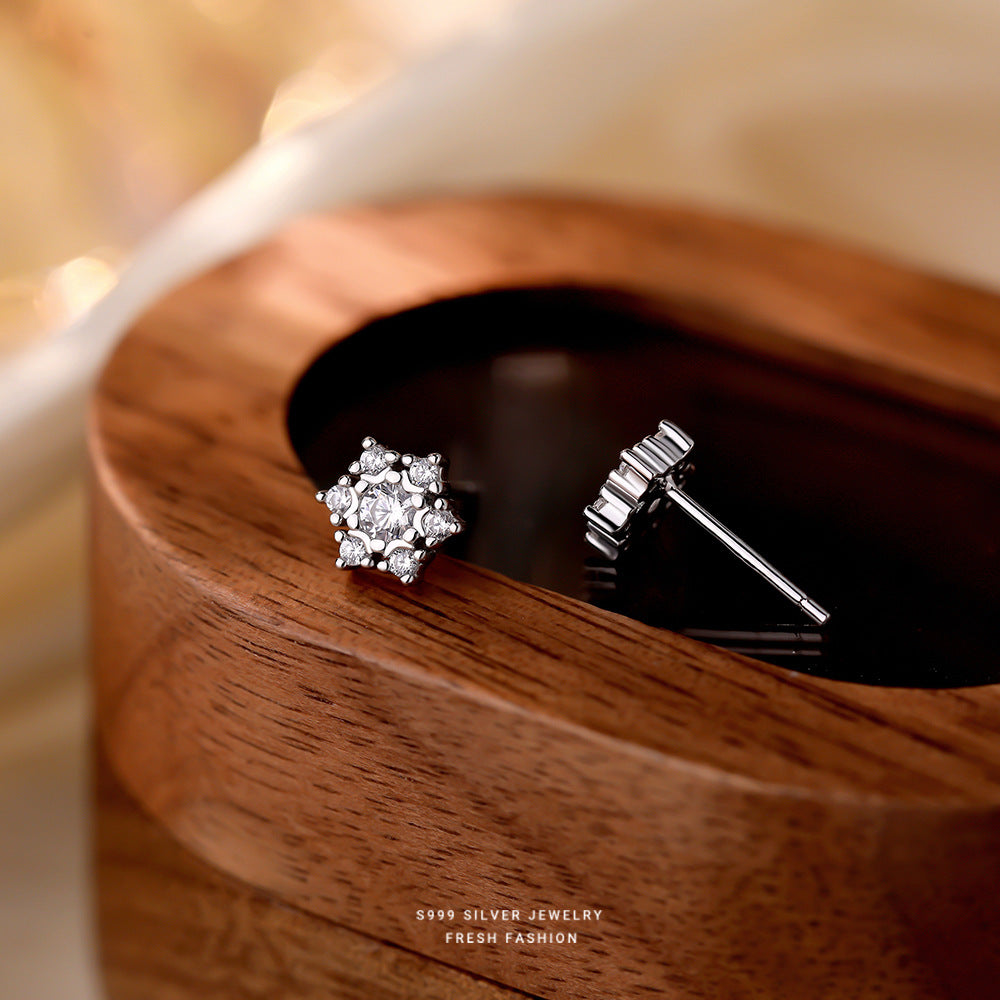 C廠 韓國韓版精緻雪花S999純銀耳環 批發 折扣@洽客服 25.12.W3「E5881」