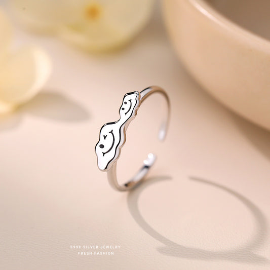 C廠 韓國韓版笑臉雲朵表情S999純銀戒指 批發 折扣@洽客服 25.11.W3「K2414」