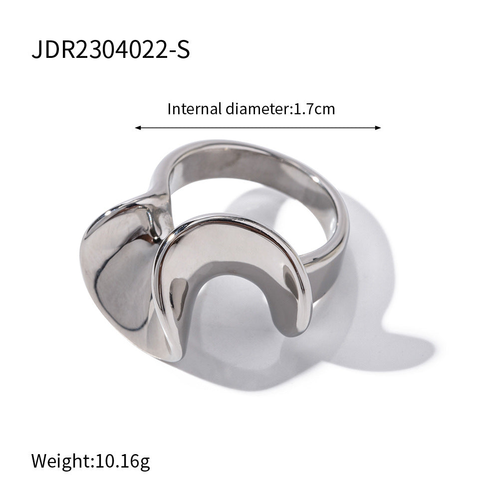 D廠【JDR2304022】歐美時尚輕奢18K鍍金荷葉邊不銹鋼戒指 23.07.W2