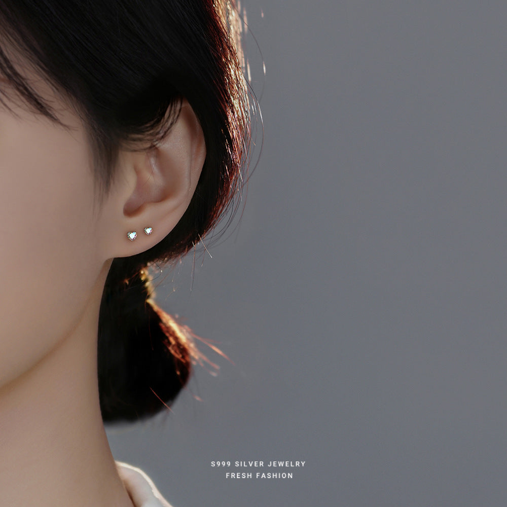C廠 韓國韓版幻彩鋯石愛心S999足純銀耳環 批發 折扣@洽客服 25.10.W3「E3365」