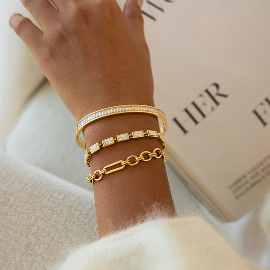 B廠 歐美款DELUXE 鈦鋼鍍18K金手鐲  批發 折扣@洽客服 25.12.W3「JDB0310024」