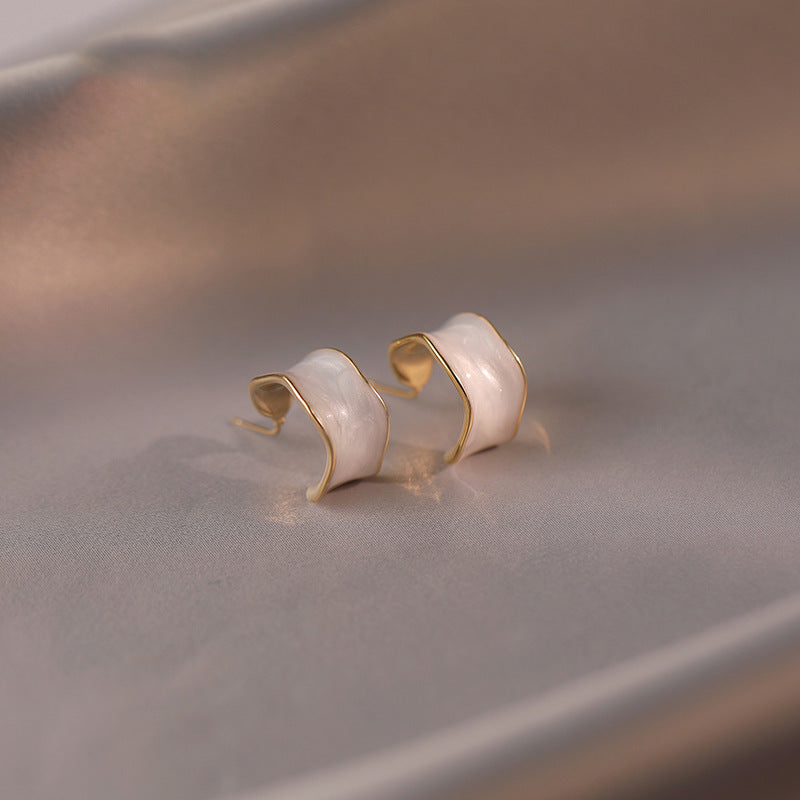 A2廠 韓國韓版滴油C形凹面電鍍18K真金銀針耳環 批發 折扣@洽客服 25.10.W5「WE4871」