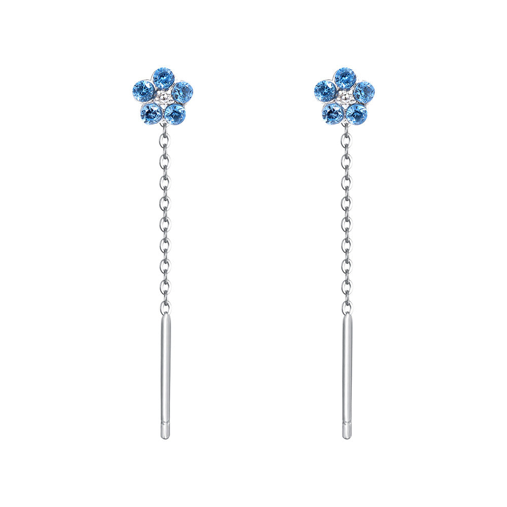 C廠 韓國韓版清新藍色花朵S999純銀耳線 批發 折扣@洽客服 24.11.W2「E5717」