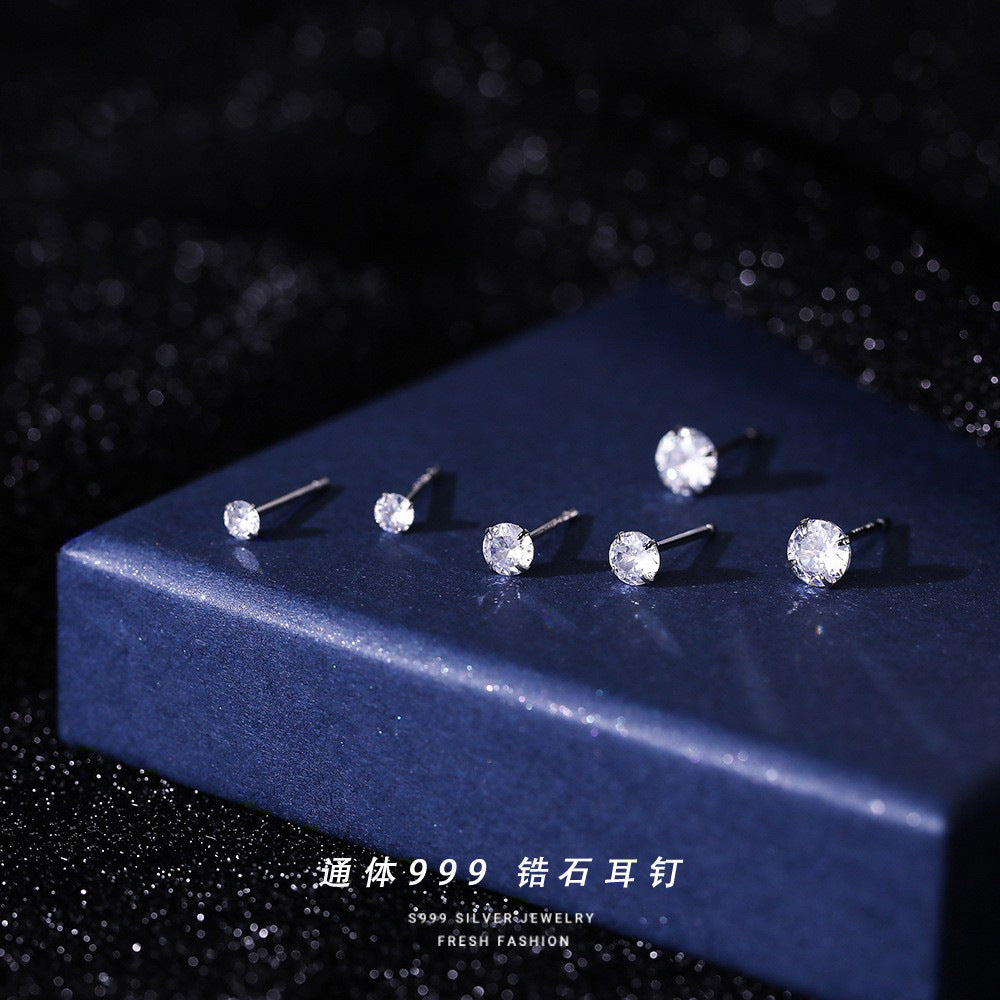 C廠 韓國韓版養耳洞四爪鋯石 S999足銀耳環 批發 折扣@洽客服 26.03.W1「E007」