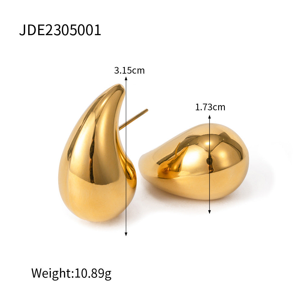 D廠【JDE2305001】高級設計感18K金不銹鋼水滴誇張耳環 23.07.W3