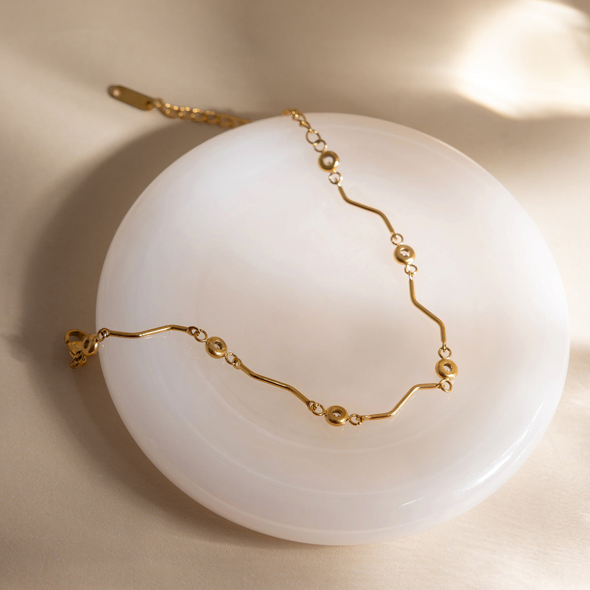 B廠 歐美款鋯石波浪鈦鋼鍍18K金項鍊批發 折扣@洽客服 26.03.W2「JDB0311272」