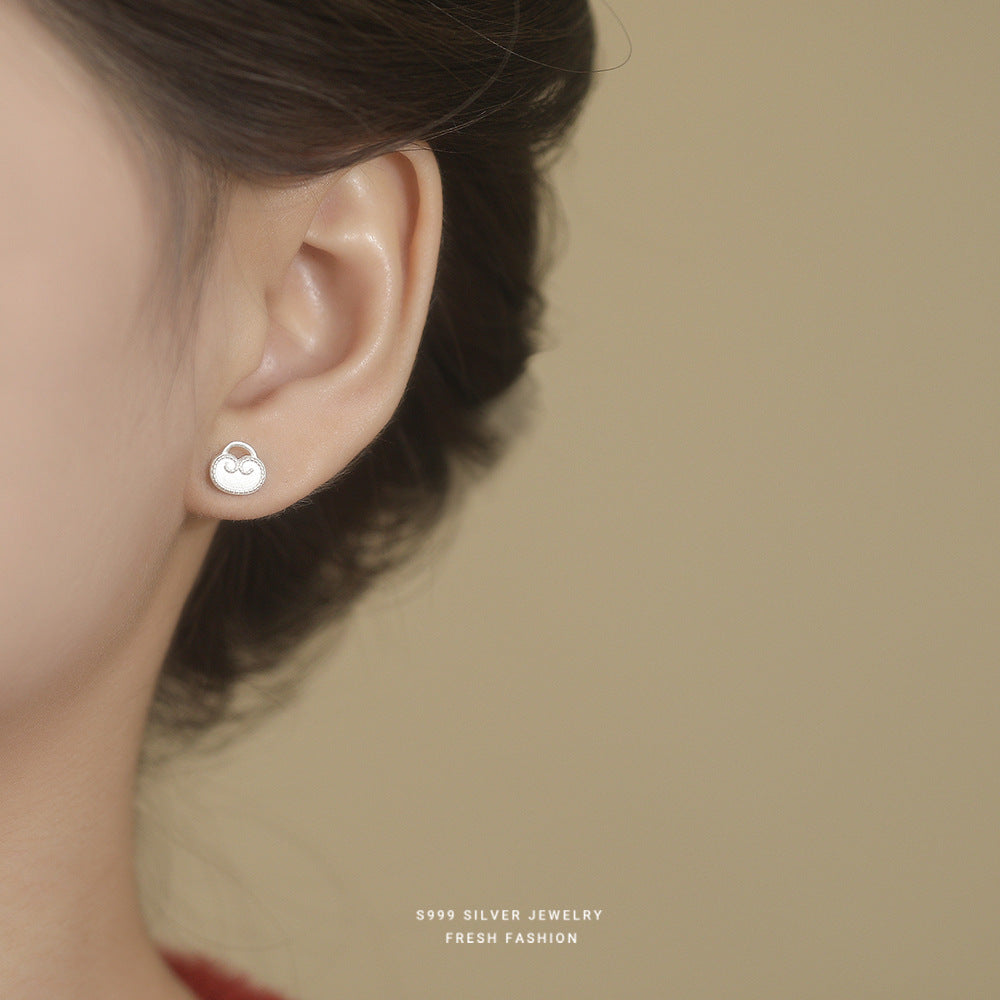 C廠 S999純銀｜韓國韓版如意平安鎖耳環 批發 折扣@洽客服 26.02.W3「E6188」