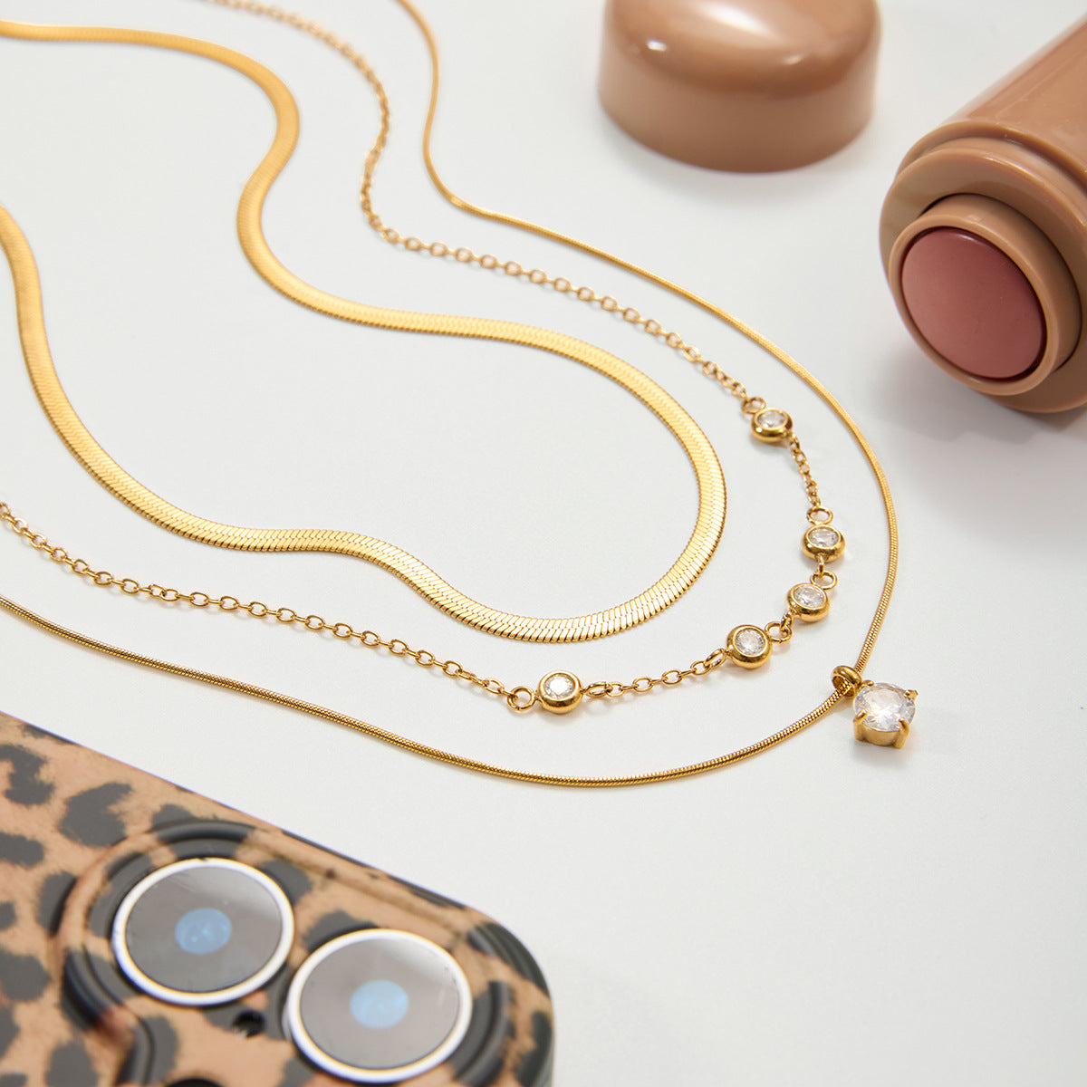 B廠 歐美款 VIOLET 鈦鋼鍍18K金 3層項鍊 批發 折扣@洽客服 25.11.W2 「JDN0308010」