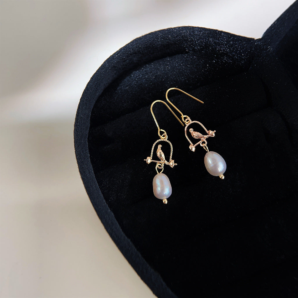 A廠 日韓款 籠中鳥淡水珍珠銀針耳環 批發 折扣@洽客服 25.11.W2「C-67」