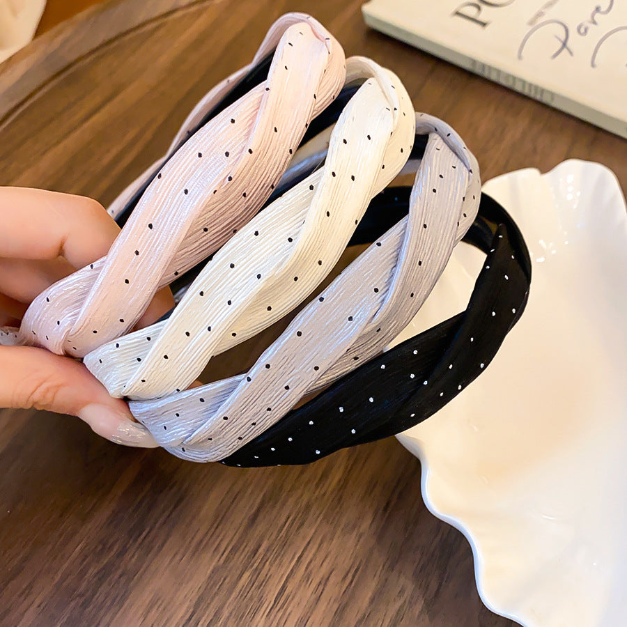 D廠 韓系布藝纏繞波點髮箍批發 折扣@洽客服 26.09.W4「HH10098」