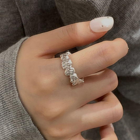 C2廠 韓國韓版褶皺小石S925純銀戒指 批發 折扣@洽客服 25.11.W3「SR1453」