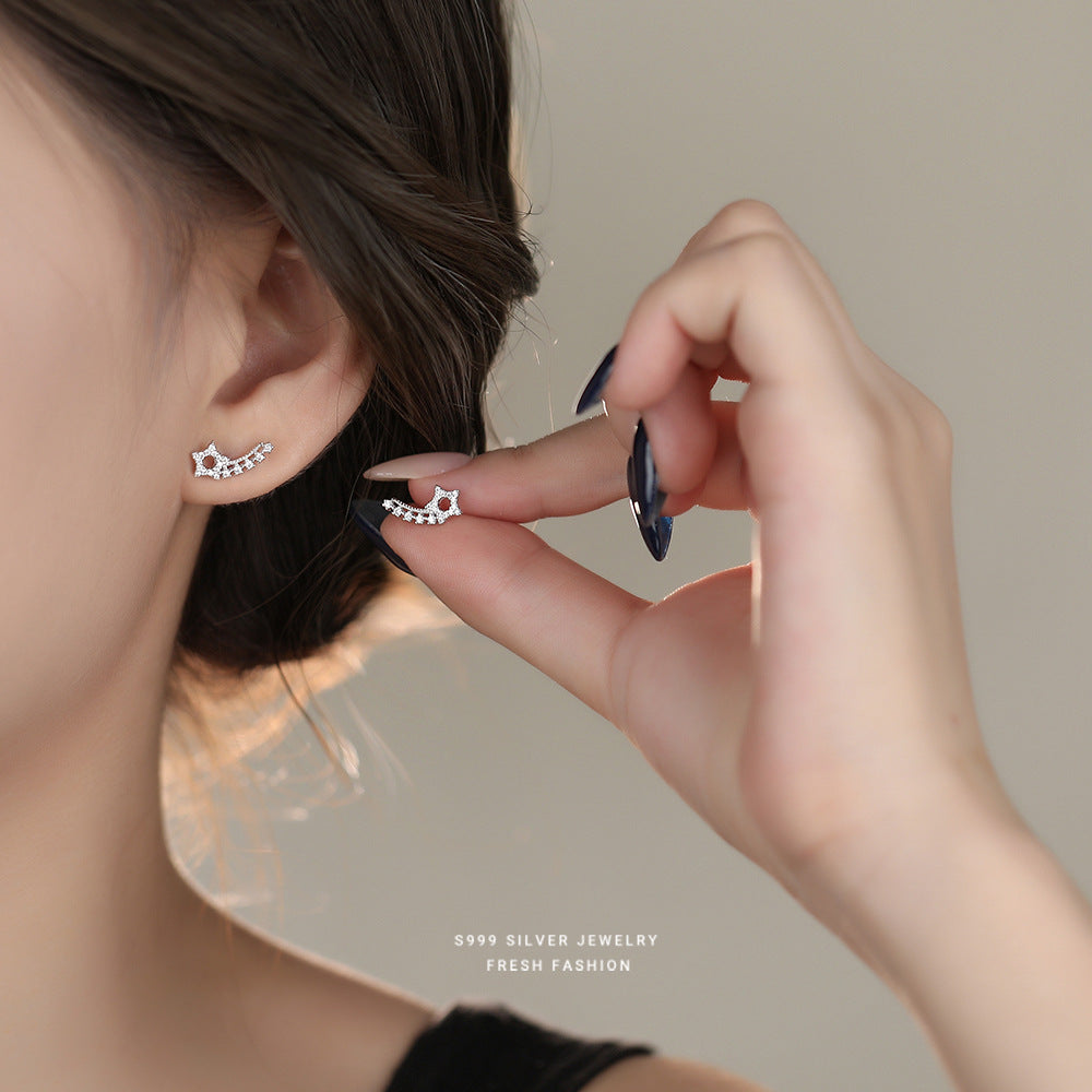 C廠 韓國韓版流星軌跡五角星S999純銀耳環 批發 折扣@洽客服 25.11.W1「E5698」