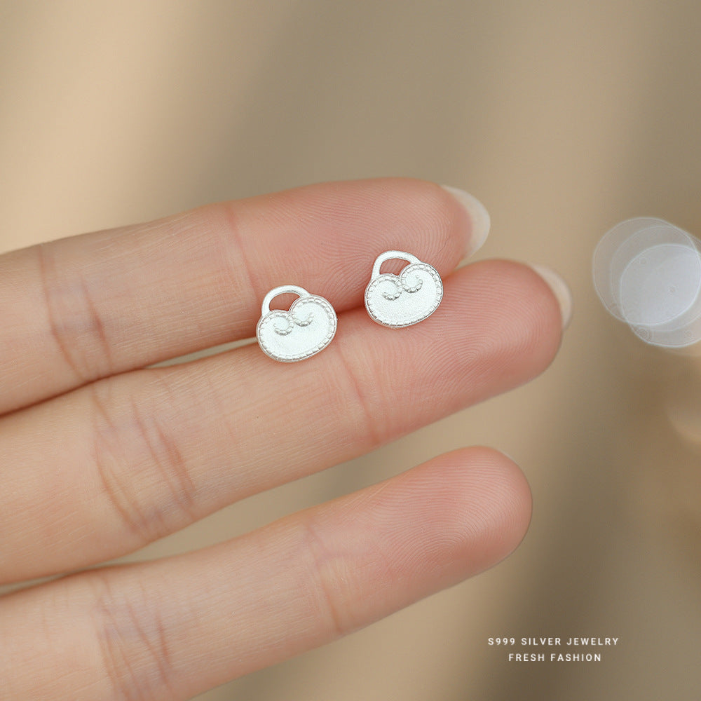 C廠 S999純銀｜韓國韓版如意平安鎖耳環 批發 折扣@洽客服 26.02.W3「E6188」