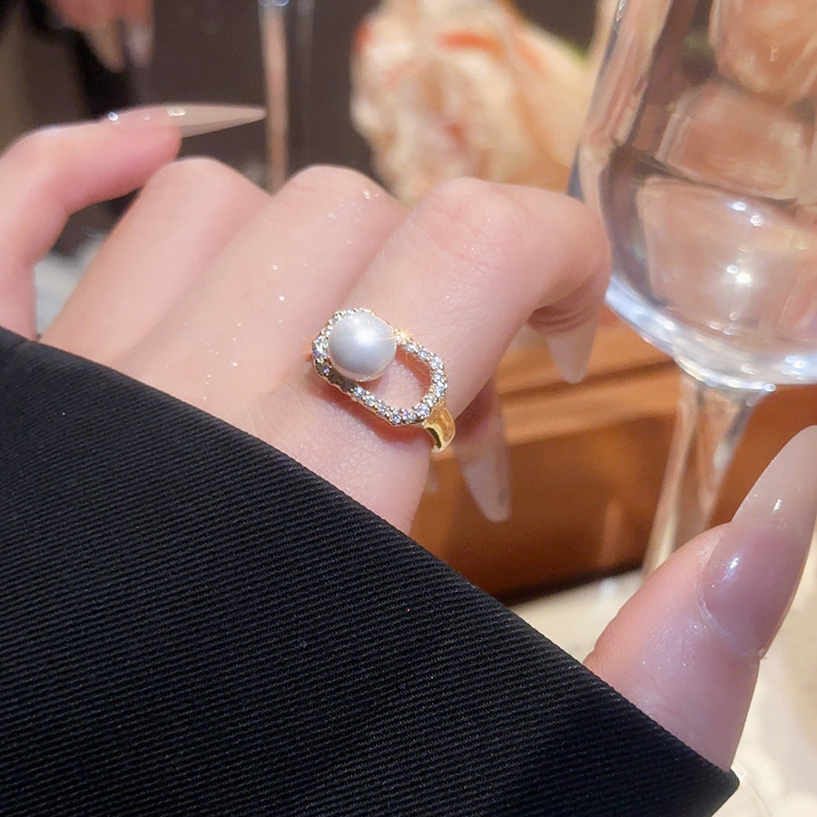 A2廠 韓國韓版鋯石珍珠幾何開口戒指 批發 折扣@洽客服 25.10.W5「WR460」