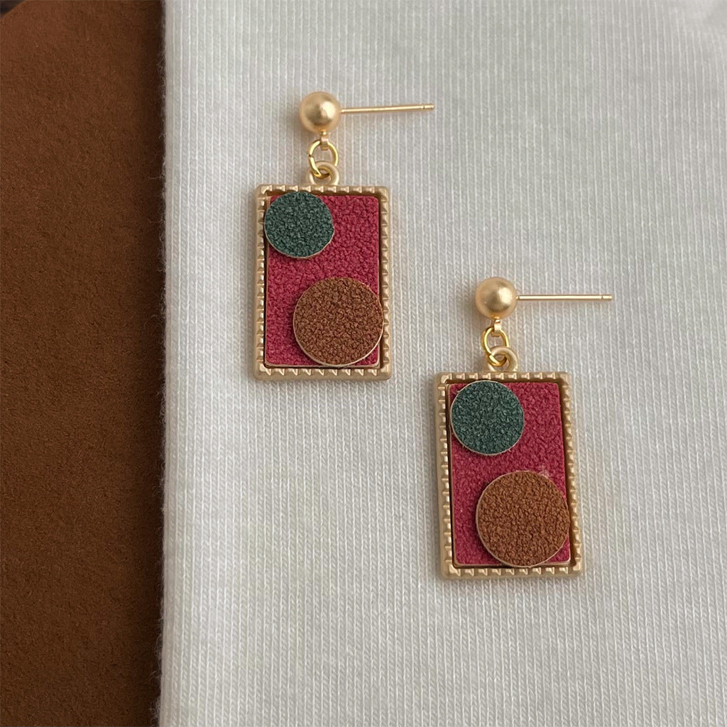 A廠 日韓款 手工藝皮革拼接銀針耳環 批發 折扣@洽客服 25.10.W5「6783」