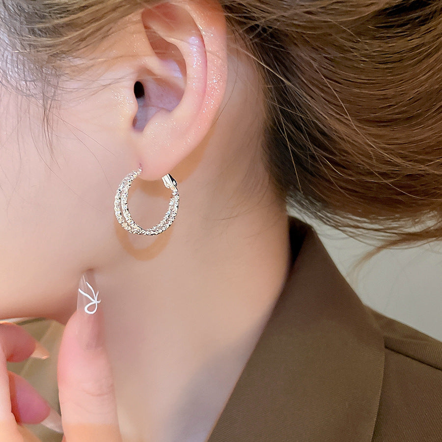 A2廠 韓國韓版褶皺雙層銀針耳環 批發 折扣@洽客服 25.10.W3「HE28775」