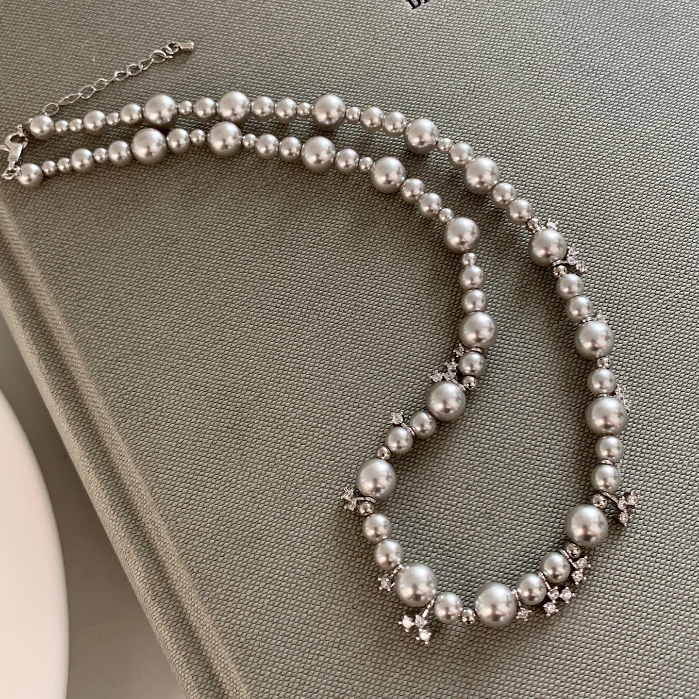 A2廠 韓國韓版高級灰珍珠鋯石項鍊 批發 折扣@洽客服 25.12.W1「WN2002」