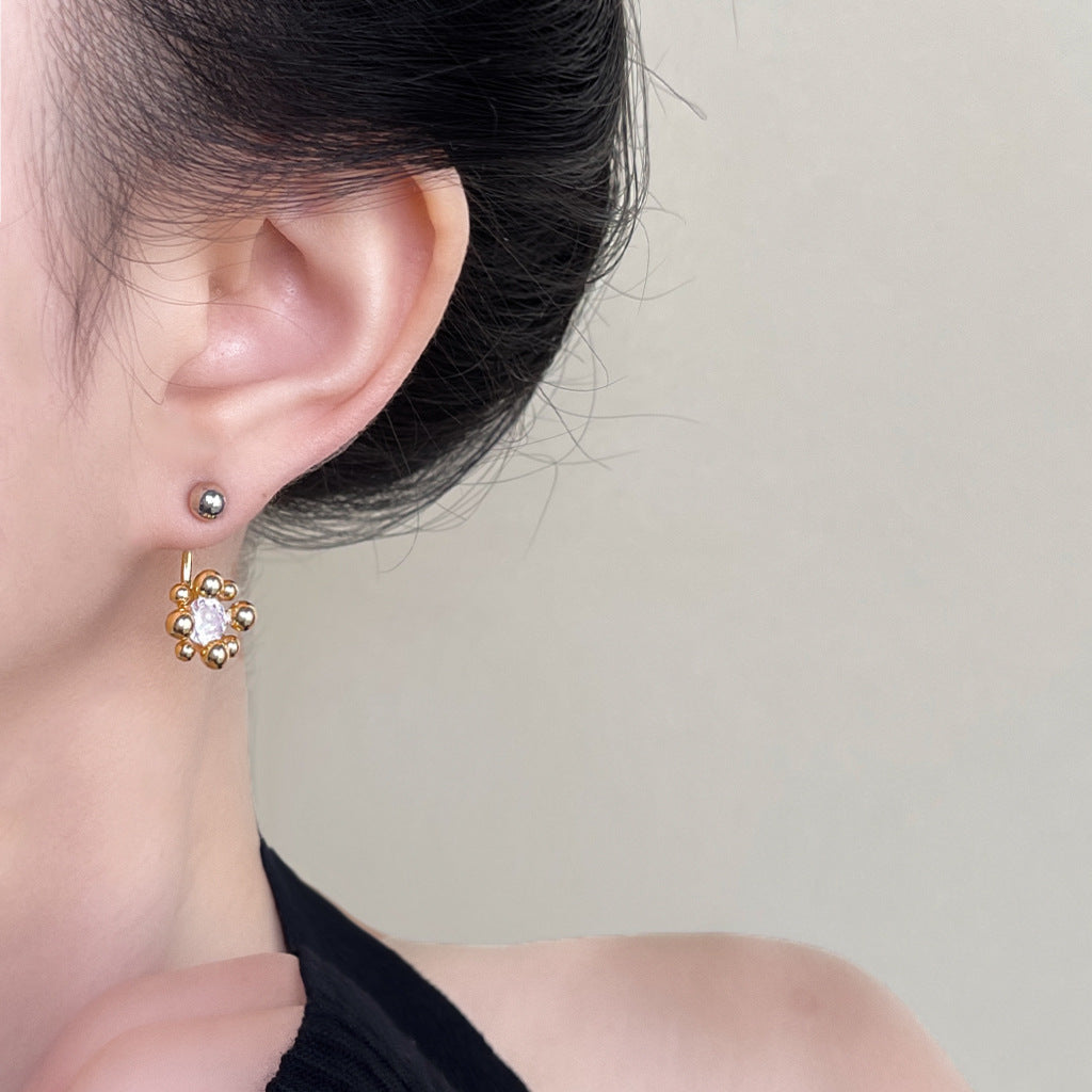 A廠 日韓款一款兩戴花鋯石耳環 批發 折扣@洽客服 26.01.W1「4663」