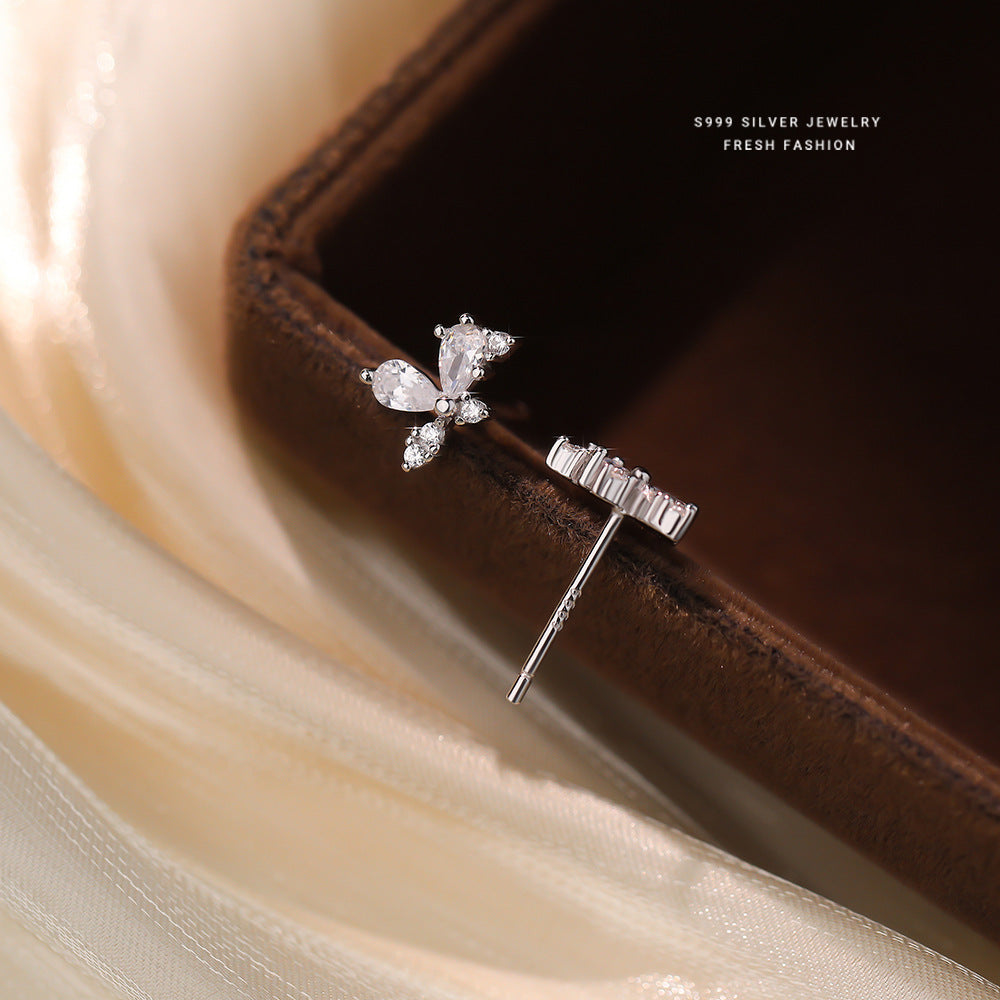 C廠 韓國韓版精緻鋯石蝴蝶S999純銀耳環 批發 折扣@洽客服 25.12. W2「E5875」