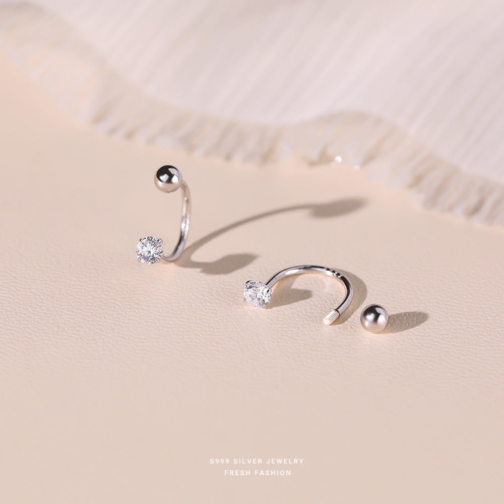 C廠 韓國韓版超閃四爪鋯石s999純銀耳環批發 折扣@洽客服 26.03.W3「E4550」