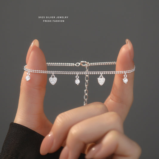 C廠 韓國韓版蕾絲水滴愛心S925純銀手鍊 批發 折扣@洽客服 25.10.W5「L1149」