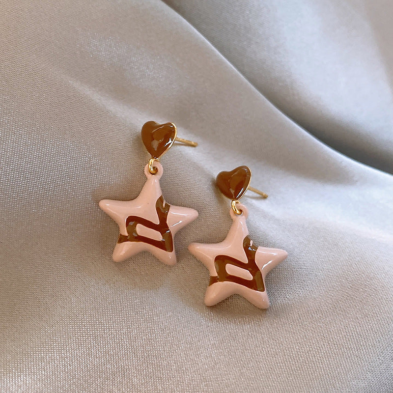 A2廠 韓國韓版滴油愛心星星銀針耳環 批發 折扣@洽客服 25.10.W5「HE28854」