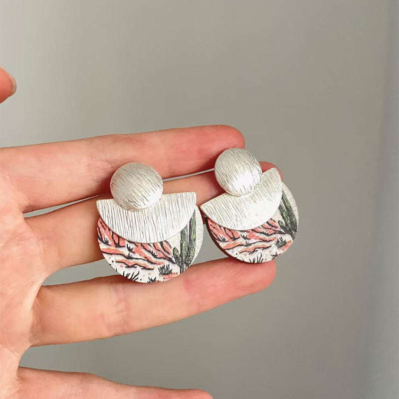 A2廠 韓國韓版民族風木頭幾何圓銀針耳環 批發 折扣@洽客服 25.10.W3「WE4768」