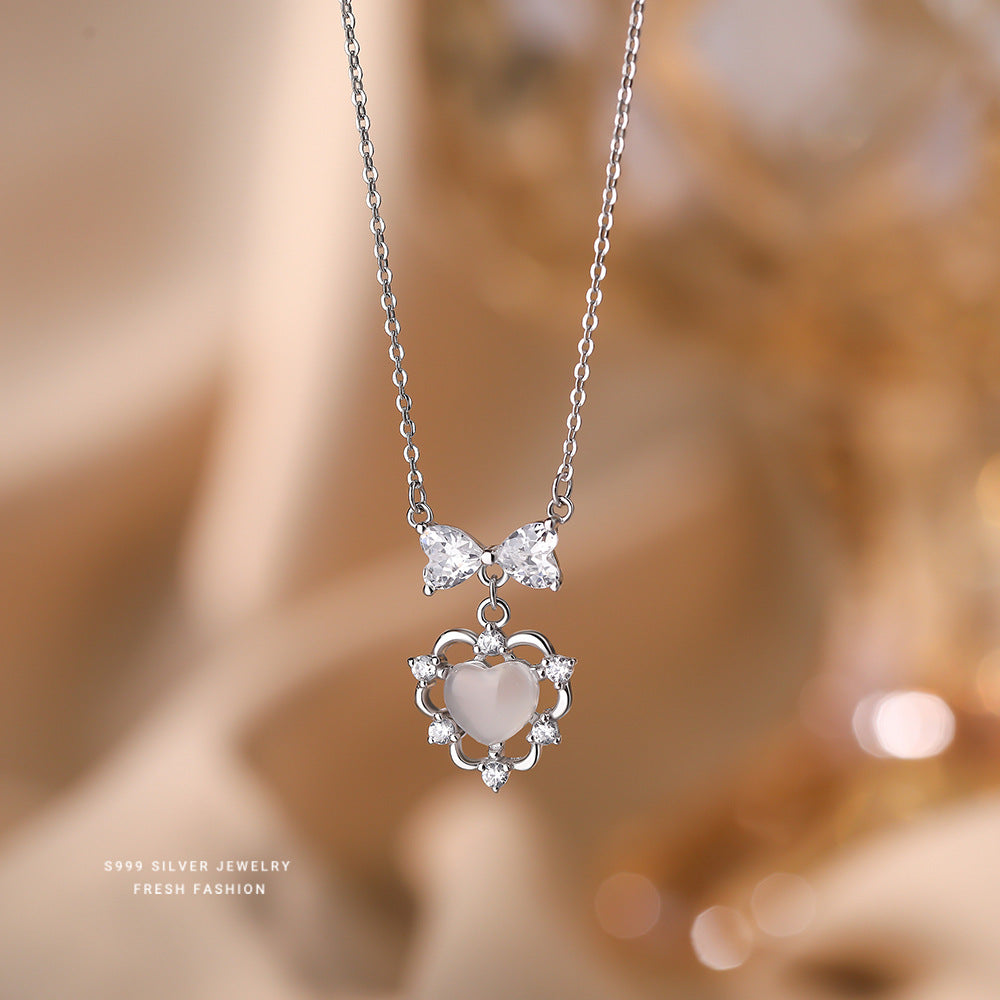 C廠 韓國韓版蝴蝶結愛心S999純銀項鍊 批發 折扣@洽客服 25.11.W1「A4536」