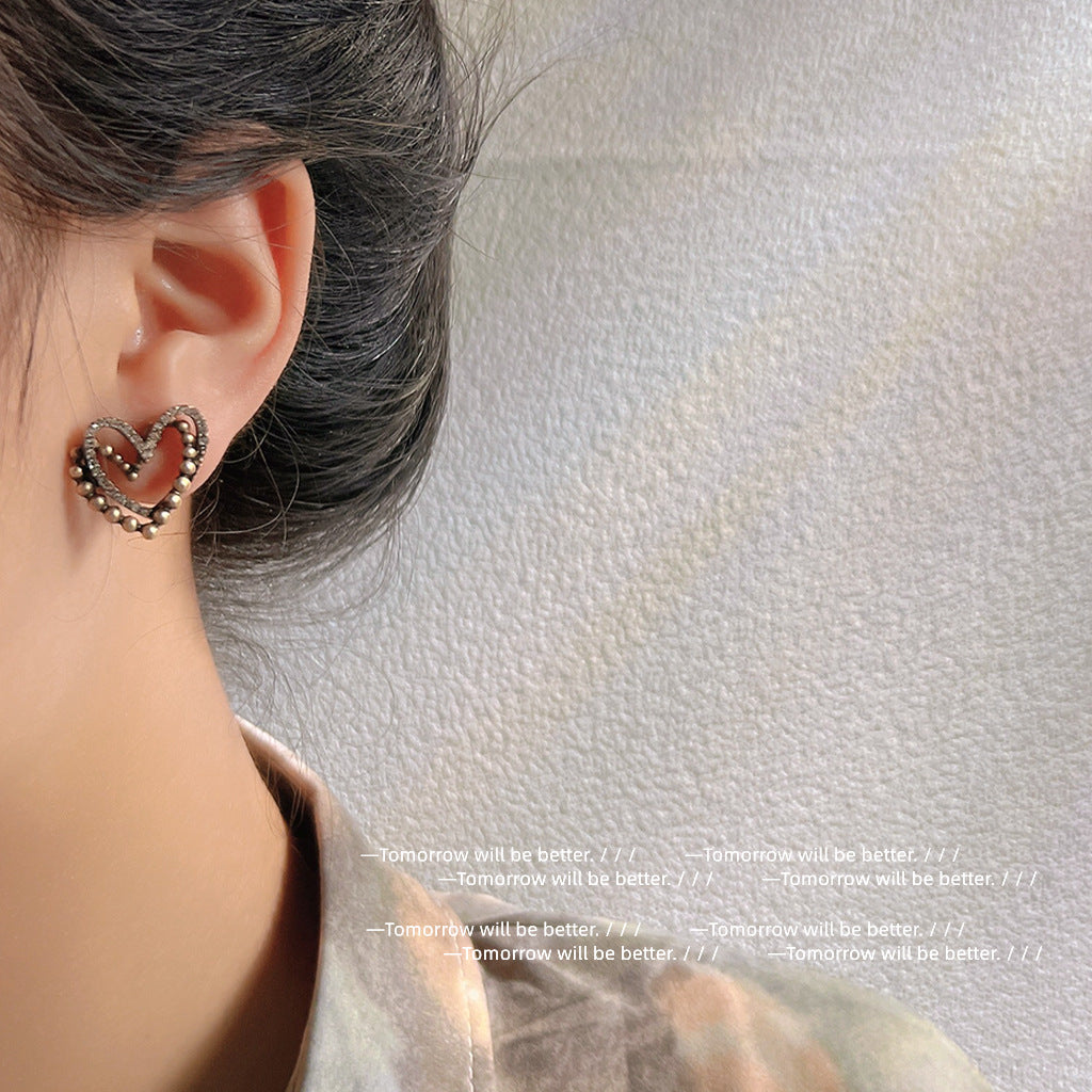 A廠 韓系款 鑲鑽愛心氣質銀針耳環 批發 折扣@洽客服 26.03.W1「A-509」