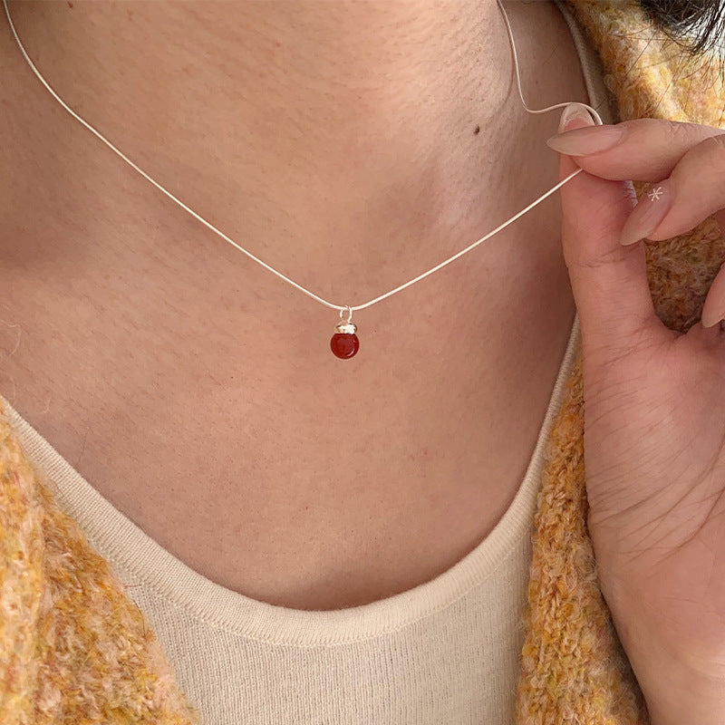 C2廠 韓國韓版紅瑪瑙S925純銀項鍊 批發 折扣@洽客服 25.11.W3「XDQ0033N」