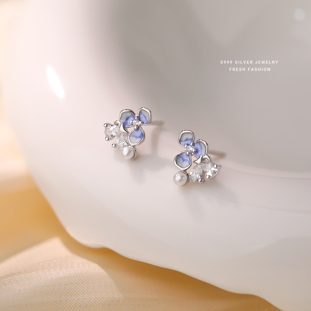 C廠 韓國韓版漸層藍鶯尾花S999純銀耳環 批發 折扣@洽客服 25.12. W2「E5878」