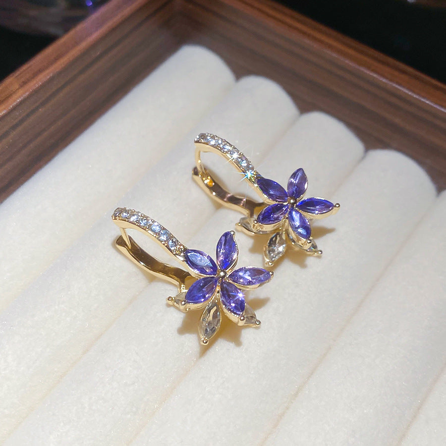 A2廠 韓國韓版鑲鑽花朵銀針耳環 批發 折扣@洽客服 25.12.W4「HE29791」