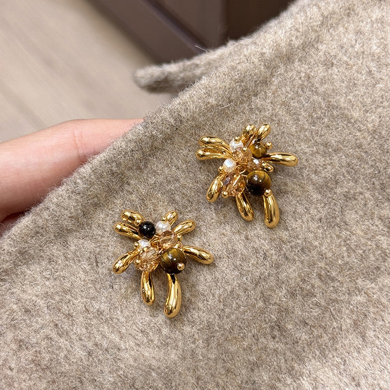 A2廠 韓國韓版虎眼石煙火 電鍍18K真金銀針耳環 批發 折扣@洽客服 25.11.W2「WE5062」