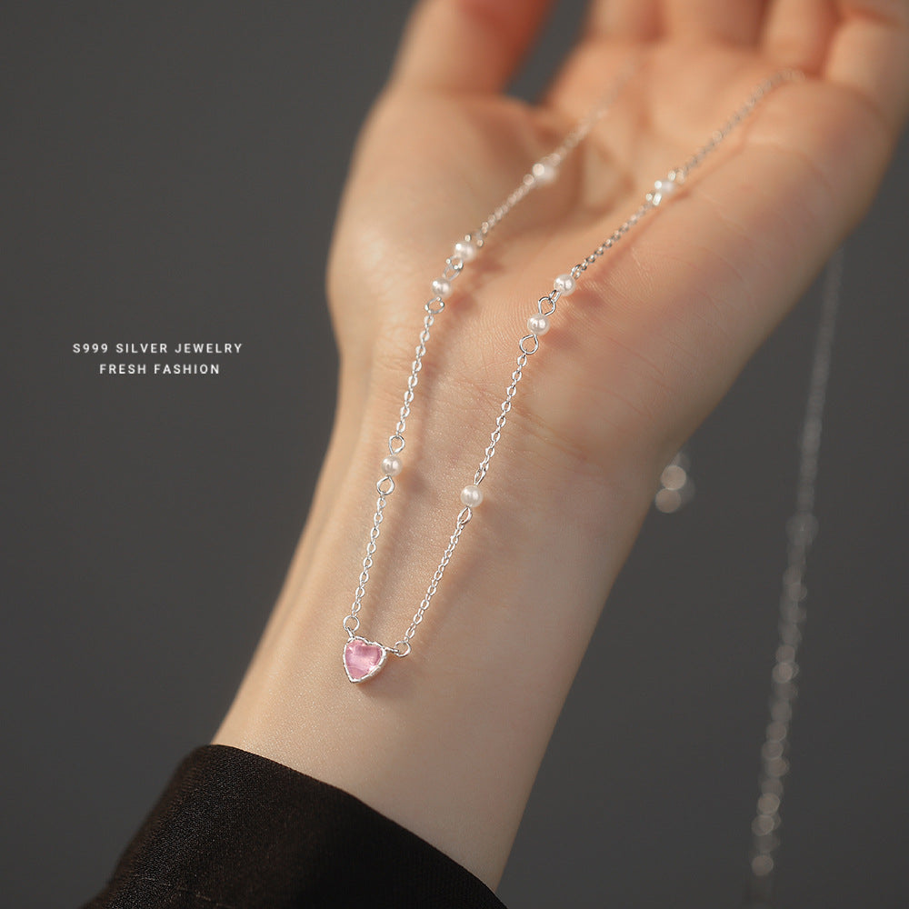 C廠 韓國韓版甜美愛心珍珠S999純銀項鍊 批發 折扣@洽客服 25.10.W5「A4477」