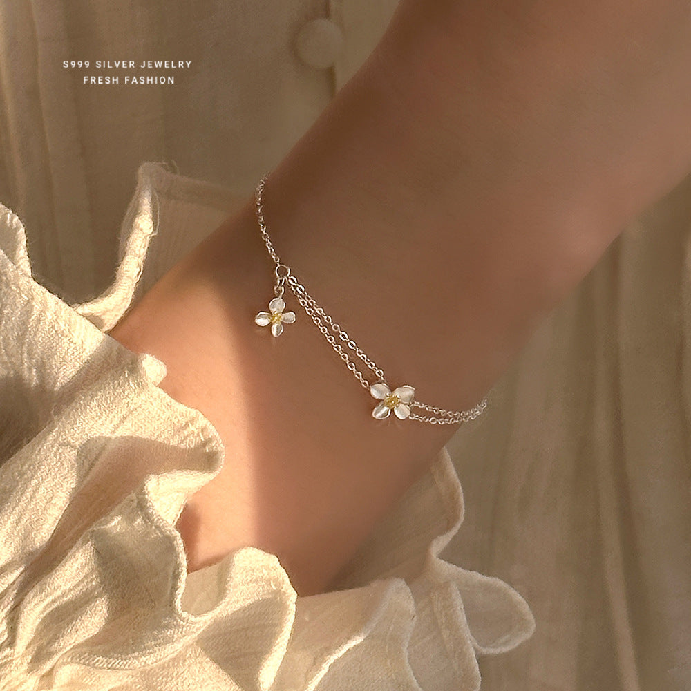 C廠 韓國韓版森林系梔子花S999純銀手鍊「L1260」