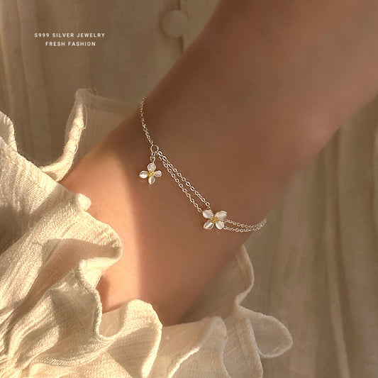 C廠 韓國韓版森林系梔子花S999純銀手鍊「L1260」