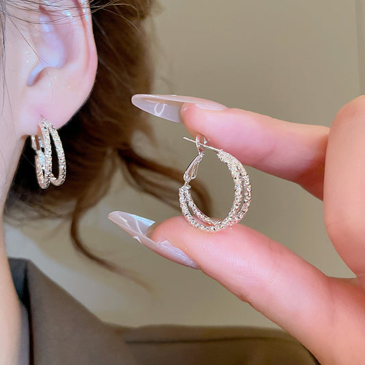 A2廠 韓國韓版褶皺雙層銀針耳環 批發 折扣@洽客服 25.10.W3「HE28775」