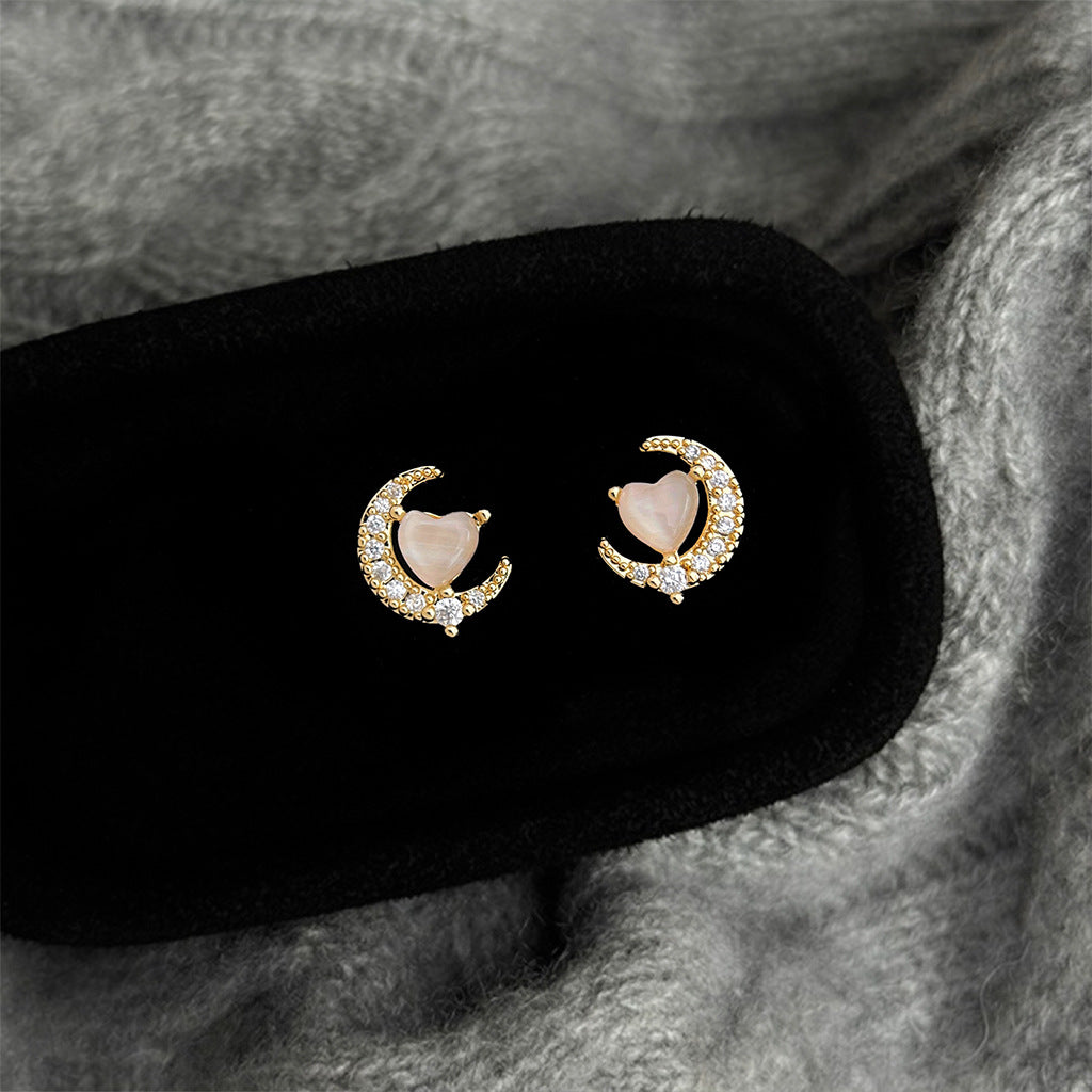 A2廠 日韓款氣質月亮玻璃貓眼石銀針耳環 批發 折扣@洽客服 25.12.W1「4408」