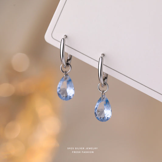 C廠 韓國韓版淺藍水滴流蘇S925純銀耳環 批發 折扣@洽客服 25.12.W4「E5928」