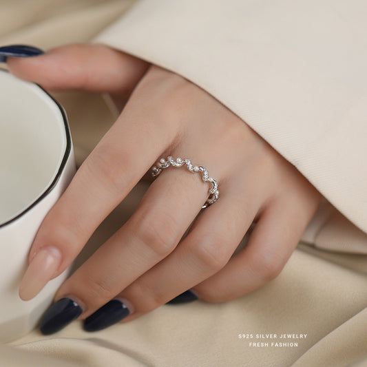 C廠 韓國韓版波浪珍珠S925純銀戒指 批發 折扣@洽客服 25.11.W3「K2413」